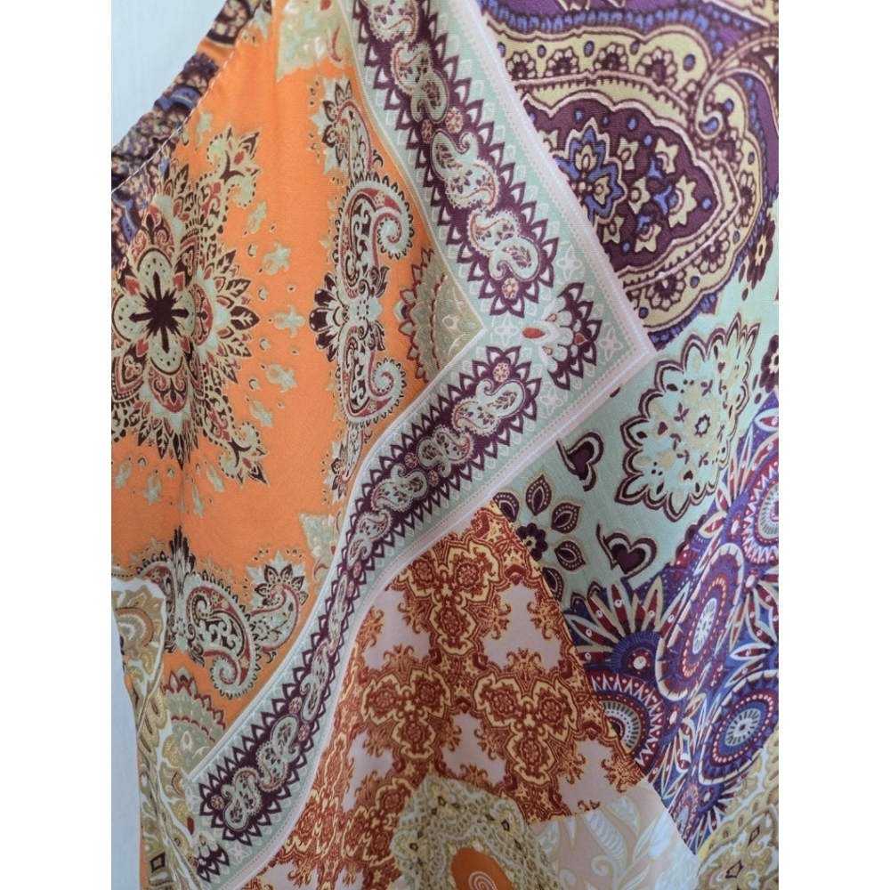 Vici‎ Women's Patchwork Midi Dress Size M Silky Boho Hippie Fairy Scarf Print - Picture 3 of 13